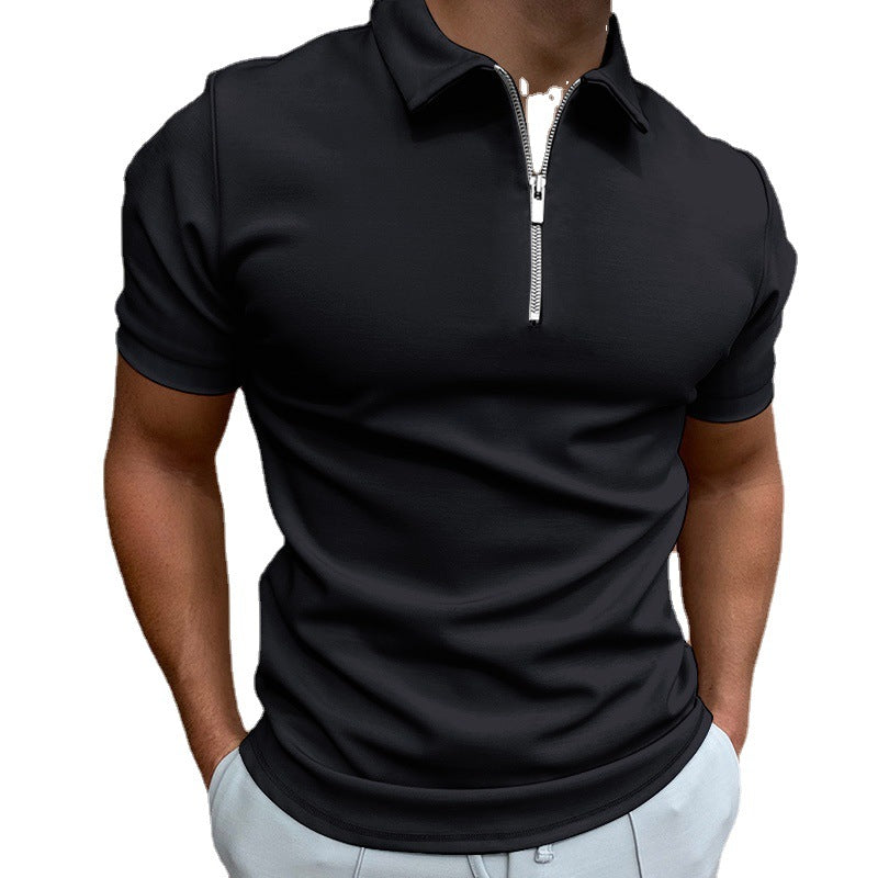 Herren Poloshirt mit modernem Stehkragen und Reißverschluss Echoarchiv