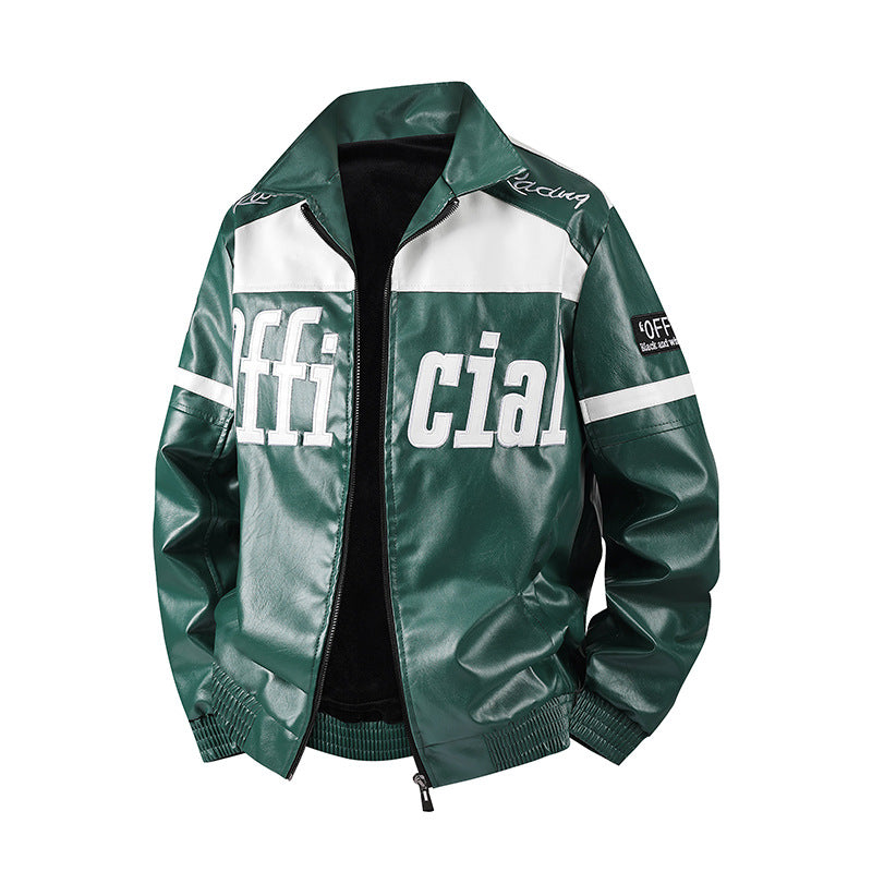 Herren Modische Kunstlederjacke mit Symbol-Design Echo Archiv