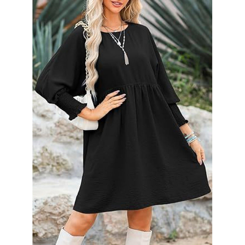 Damen Lockeres Babydoll-Kleid mit Ballonärmeln und geraffter Taille Echo Archiv