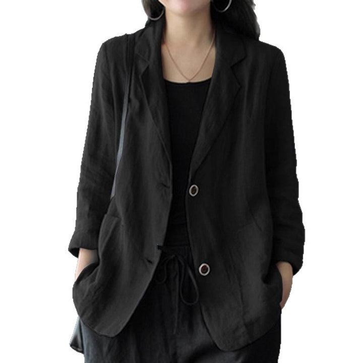 Damen Leinenblazer im lässigen Stil mit lockerer Passform und aufgesetzten Taschen – Célinea
