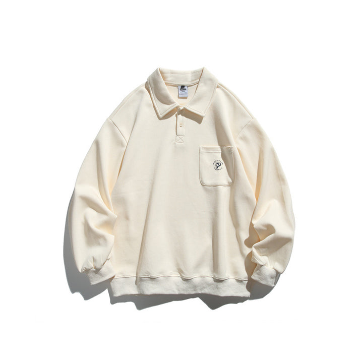 Unisex Relaxed-Fit Polokragen-Sweatshirt mit Brusttasche und feiner Ponte-Struktur Echoarchiv