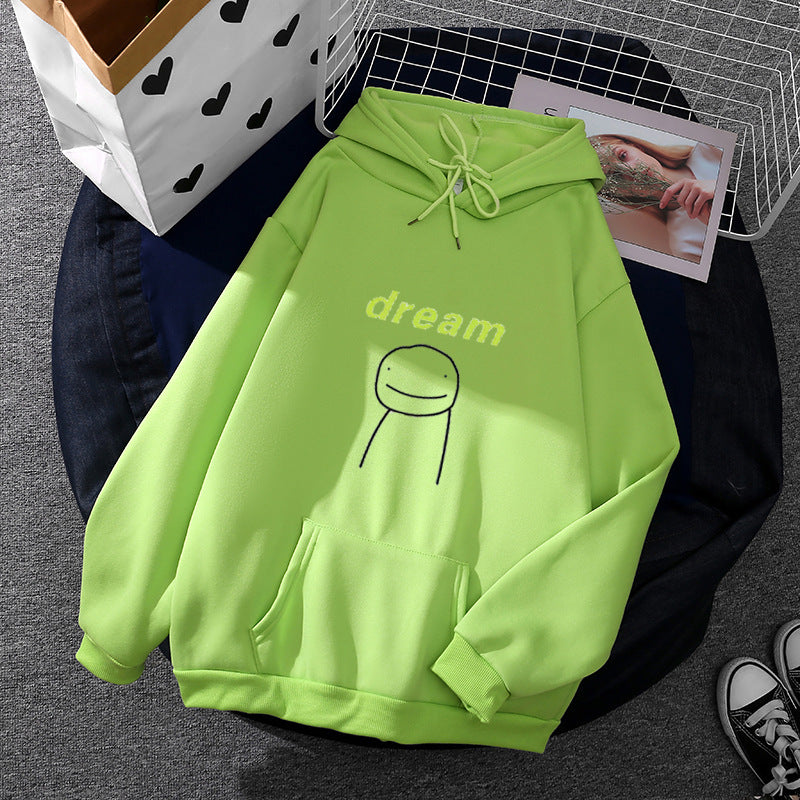 Damen übergroßer Kapuzenpullover mit Kängurutasche und humorvollem Comicprint – Auréline