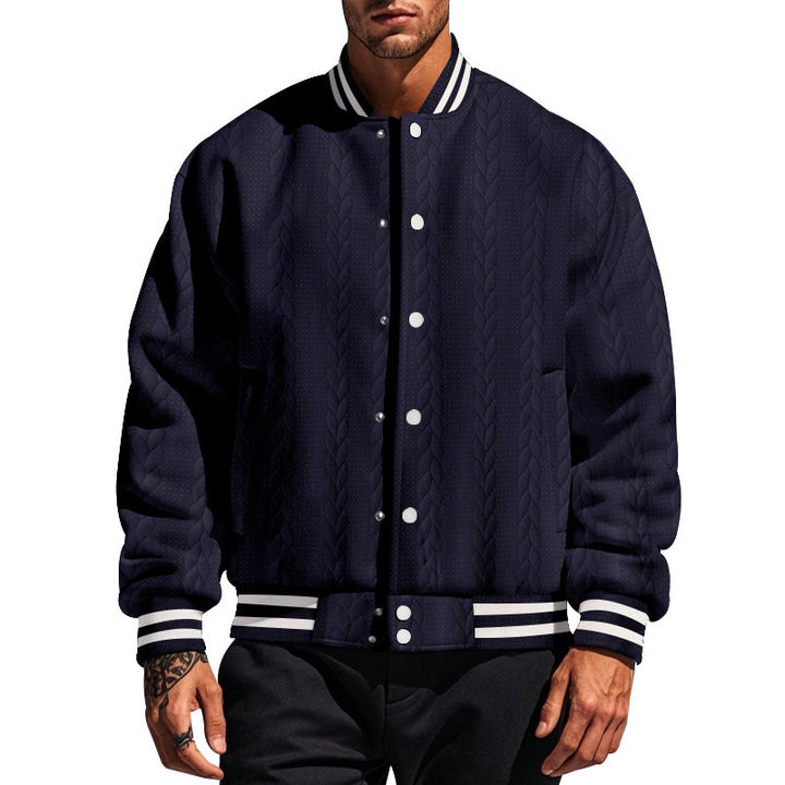 Herren moderner Strick-Bomberjacke mit gestepptem Design und seitlichen Eingrifftaschen Echoarchiv
