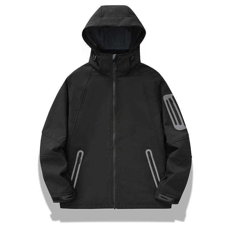 Herren Softshell‑Hybridjacke mit Kapuze, versiegelten Reißverschlüssen und ergonomischem Schnitt Echo Archiv