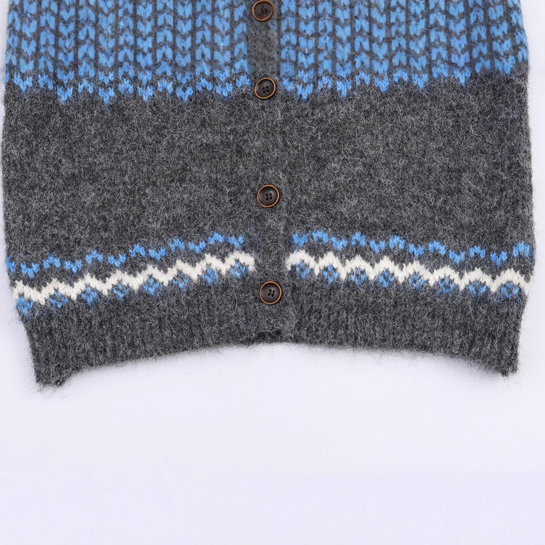 Damen Strick-Cardigan mit Norwegermuster und hohem Rollkragen Echoarchiv