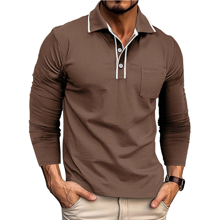 Herren Polo-Hemd mit kontrastierender Knopfleiste und Brusttasche Echoarchiv