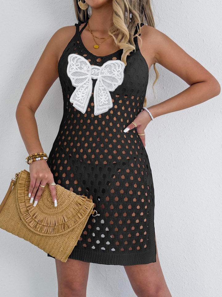 Damen luftiger Häkel-Strandkleid mit dekorativer Schleife Echo Archiv