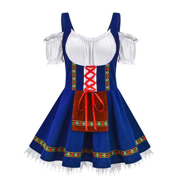 Damen nan Trachten-Minikleid mit geschnürtem Korsett, Spitzenunterrock und abnehmbarer Schürze Echo Archiv