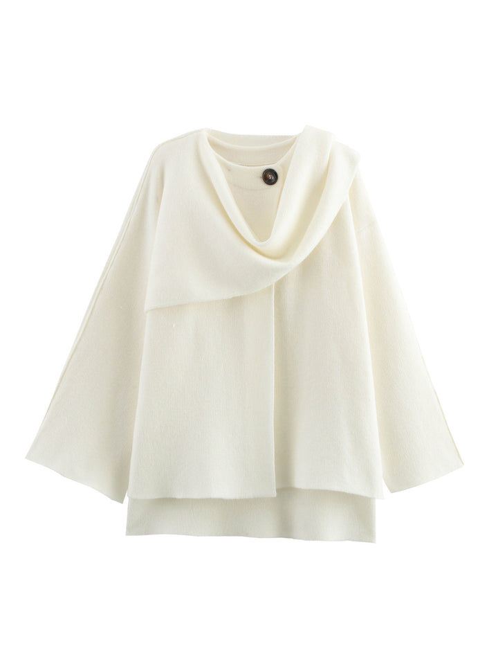Damen Cape mit asymmetrischem Fall, Stehkragen und Wollmix Echo Archiv