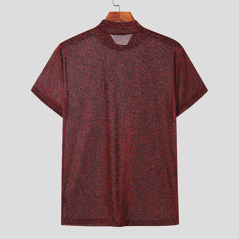 Damen nan schimmerndes Kurzarmshirt mit hohem Rundhalsausschnitt und strukturierter Animal-Print-Optik Echo Archiv
