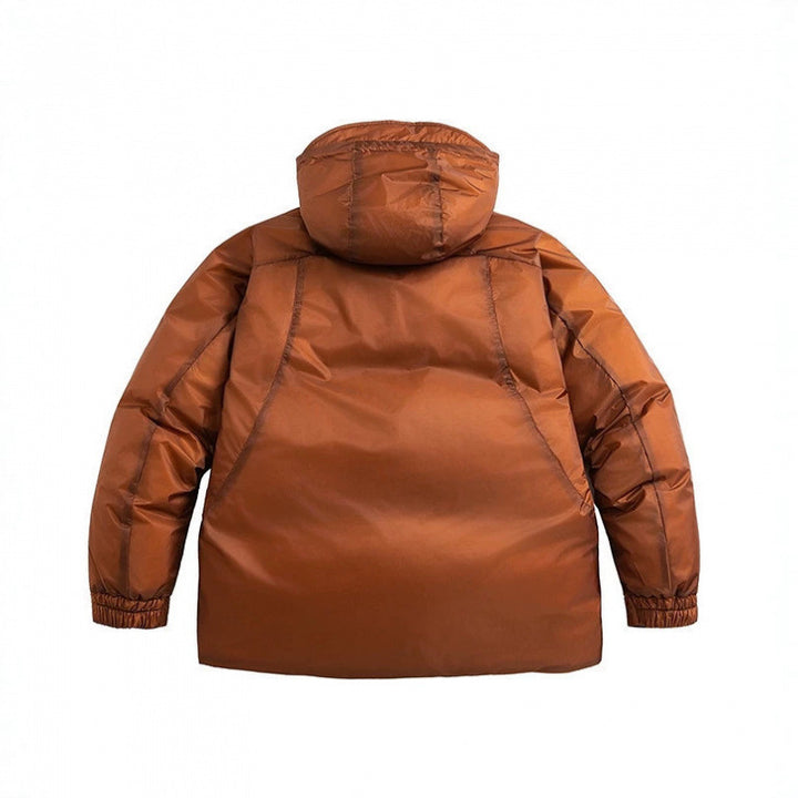 Unisex Oversize wattierte Kapuzenjacke mit schrägen Reißverschlusstaschen und verstellbarem Saum Echo Archiv