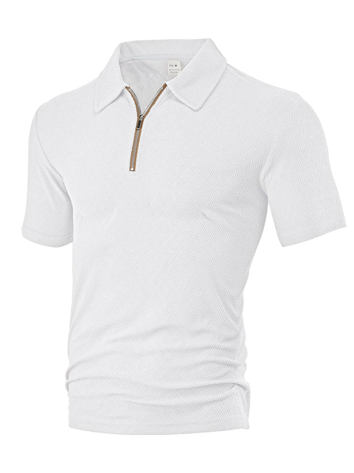 Herren sportliches Kurzarm-Polohemd mit Reißverschluss und strukturiertem Design Echoarchiv