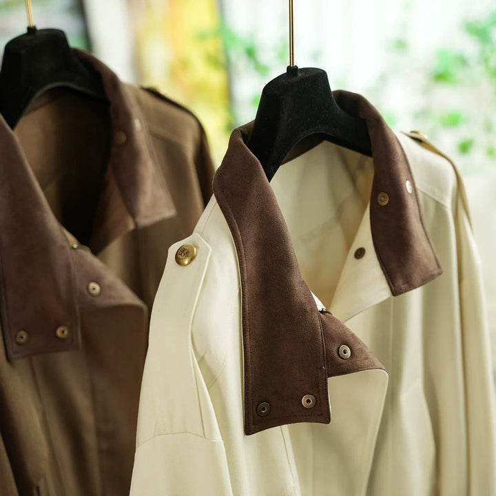 Damen Modische und elegante Kurzjacke mit samtigem Kragen Echoarchiv