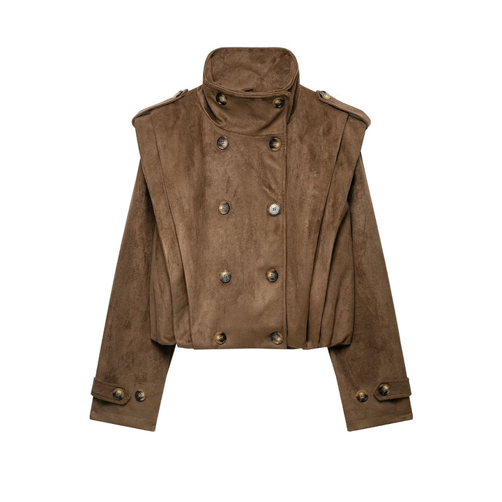 Damen Kurzjacke im Matrosen- und Military-Mix mit hohem Stehkragen, Epauletten und tailliertem Gummizug Echoarchiv