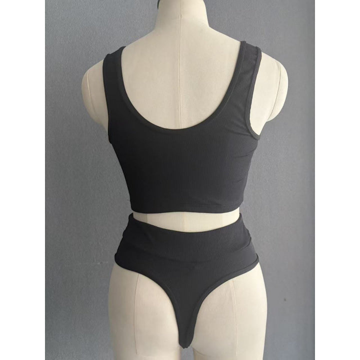 Damen Hochbund Bikini-Set mit strukturierter Oberfläche und modischem Crop-Top Echo Archiv