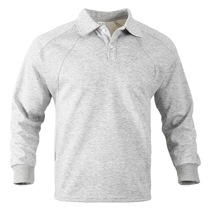 Herren Polo-Sweatshirt mit Raglanärmeln, Halbknopfleiste und Rippbündchen Echoarchiv