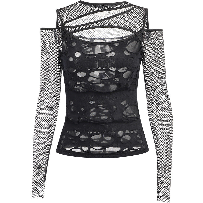 Damen Modisches Oberteil mit transparentem Mesh-Design und raffinierten Cut-Outs Echo Archiv