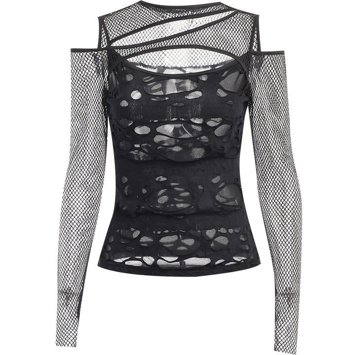 Damen Modisches Oberteil mit transparentem Mesh-Design und raffinierten Cut-Outs Echo Archiv