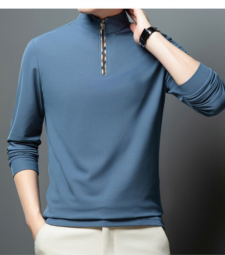 Herren Sportliches Langarmshirt mit Stehkragen und modischem Reißverschluss Echoarchiv