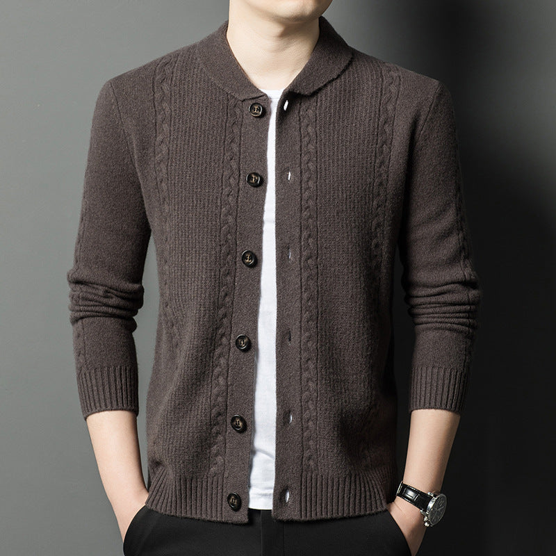Herren modische Strickjacke mit feiner Struktur und durchgehendem Knopfverschluss Echoarchiv