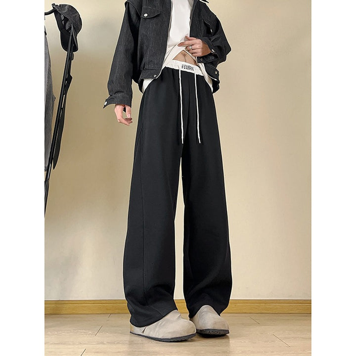 Herren Weite Relax-Sweathose mit hohem Kontrastbund, Kordelzug & geradem Bein Echoarchiv