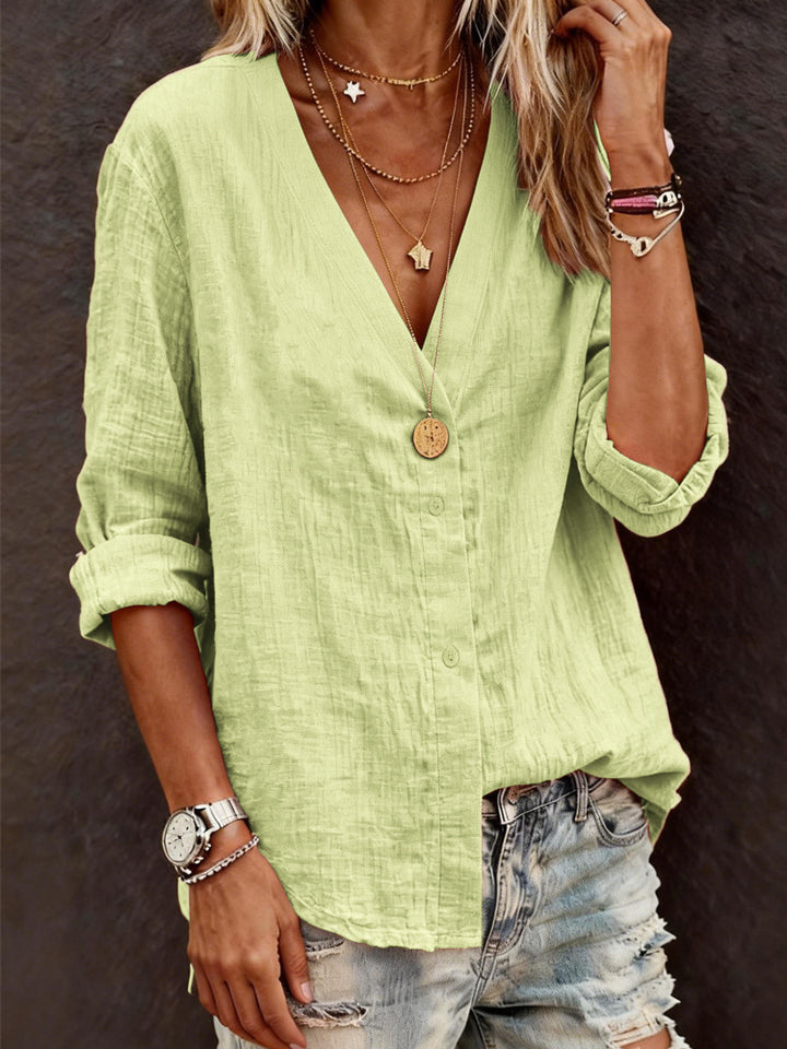 Damen Leichte V-Ausschnitt Bluse aus atmungsaktivem Material Echo Archiv