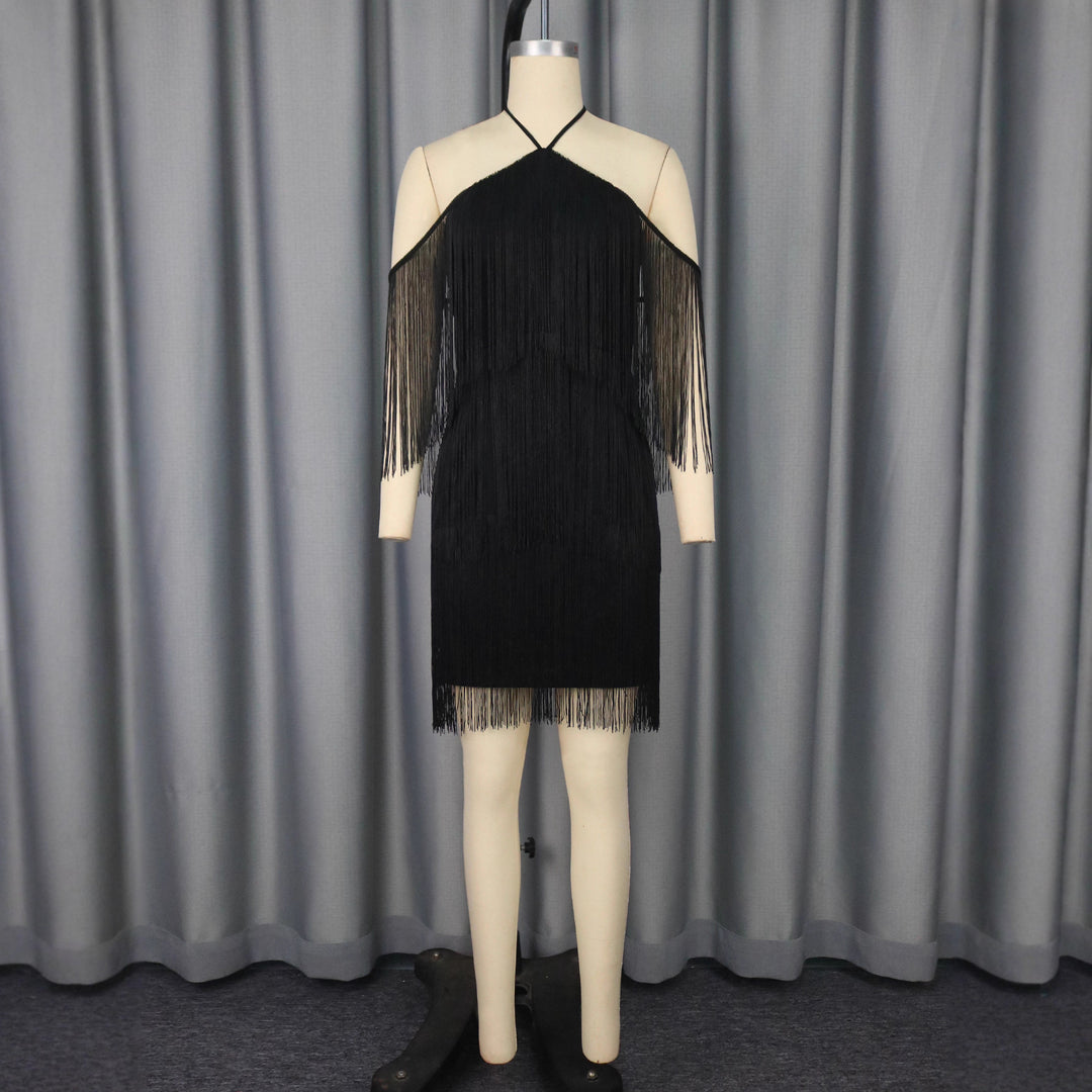 Damen Fransen Cocktailkleid mit trägerlosem Design Echo Archiv