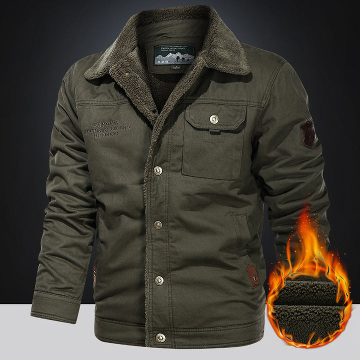Herren nan gefütterte Canvas-Fieldjacke mit Teddyfutter, Brustklappe und Druckknopffront Echo Archiv