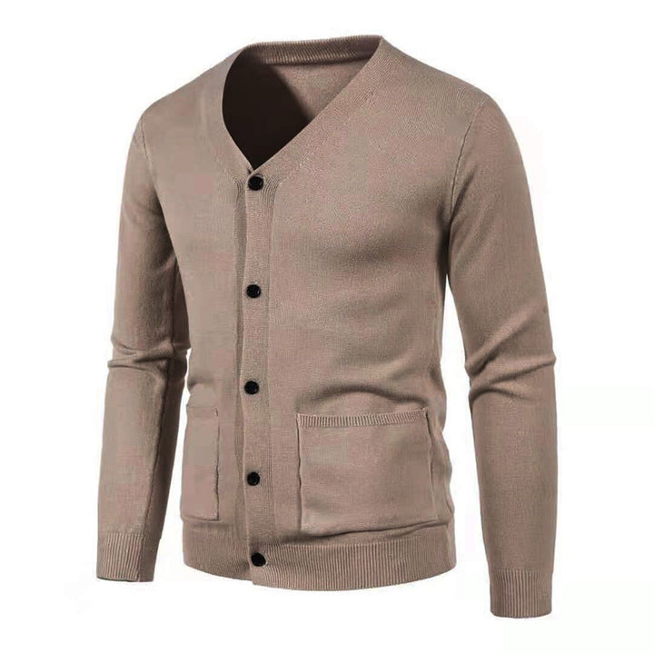Herren nan leichte Feinstrick-Strickjacke mit V-Ausschnitt, durchgehender Knopfleiste und aufgesetzten Taschen Echo Archiv