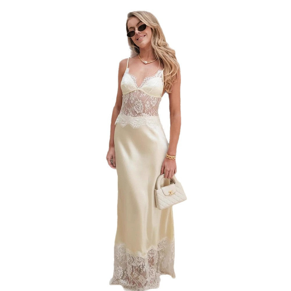 Damen Elegantes und figurbetontes Kleid mit Spitzenoberteil Echo Archiv