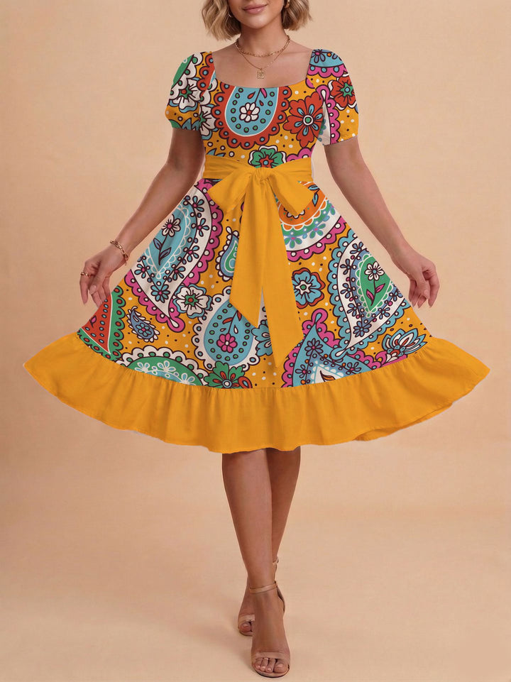 Damen Verspieltes Maxikleid mit Bärenmuster und taillierbarem Band Echo Archiv