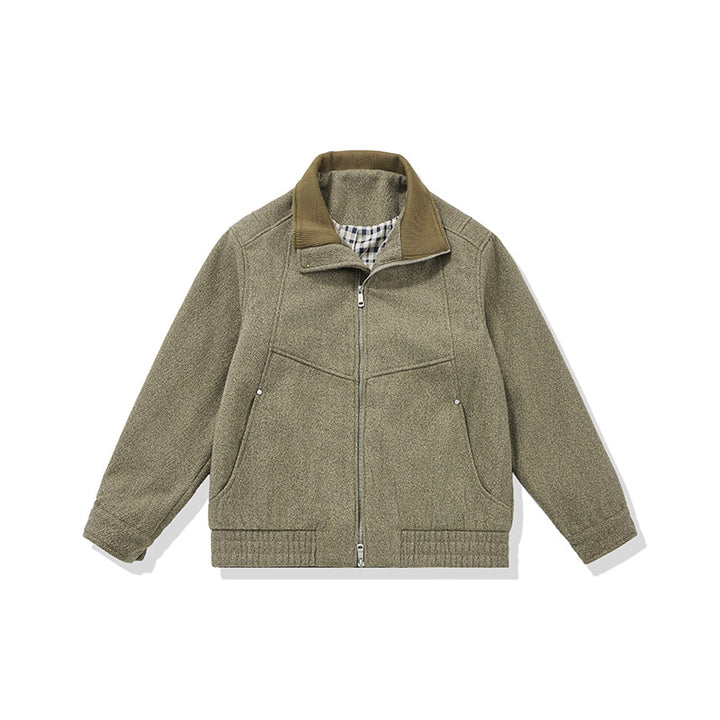 Herren Kurz geschnittener Fleece Blouson mit Cordkragen und gesteppter Innenfutter Echoarchiv