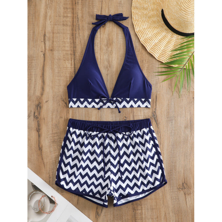 Damen Bikini-Set mit hochwertigem Chevron-Muster und verstellbaren Trägern Echo Archiv