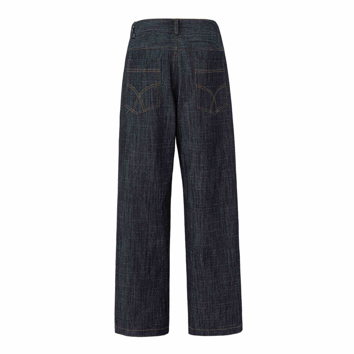 Damen Weite hochtaillierte Jeanshose mit markanter Mittelnaht Echoarchiv