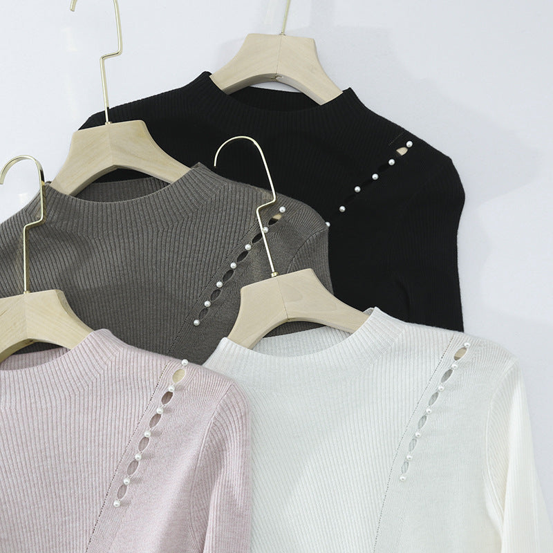 Damen Feinstrick-Pullover mit Perlenbesatz und Zierlochkante Echo Archiv