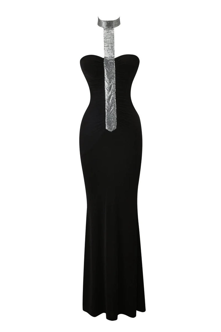 Damen Hochwertiges Maxikleid mit schimmerndem Halsband Echo Archiv