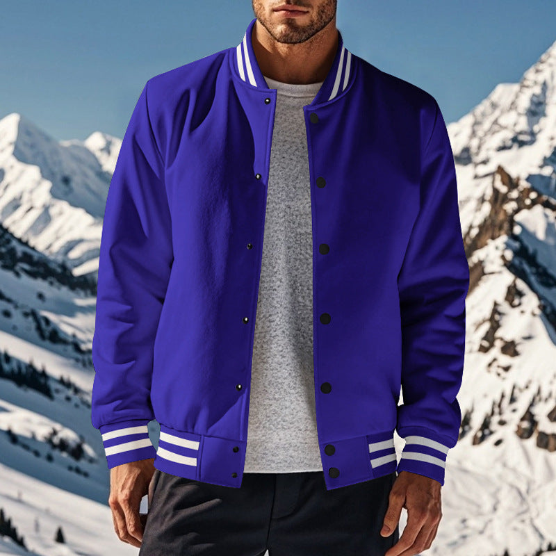 Herren sportliche Collegejacke im Vintage-Stil mit breitem Kragen und Druckknopfverschluss Echoarchiv