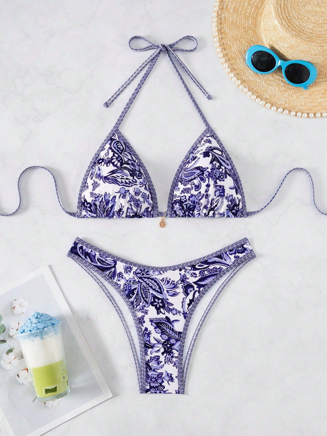 Damen Triangel-Bikini mit floraler Spitze Echo Archiv