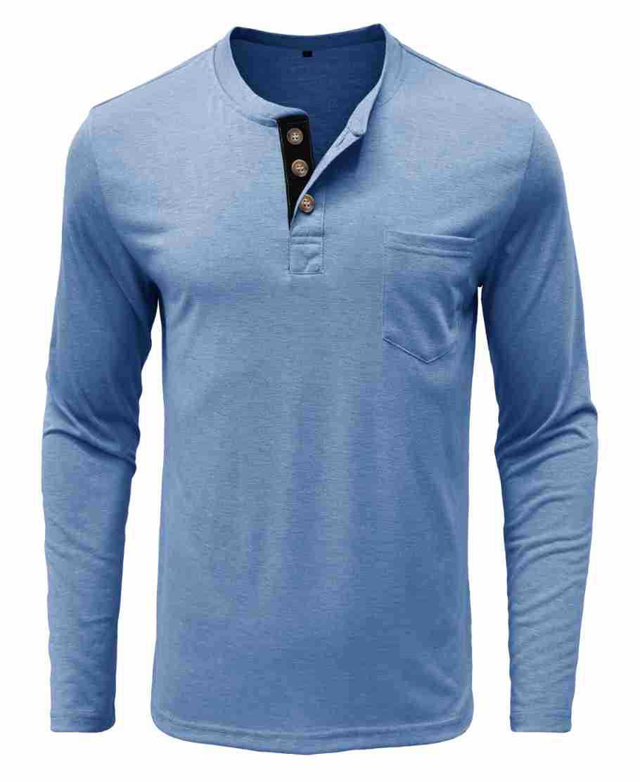Herren Langarm-Henley-Shirt mit modischen Knöpfen Echoarchiv