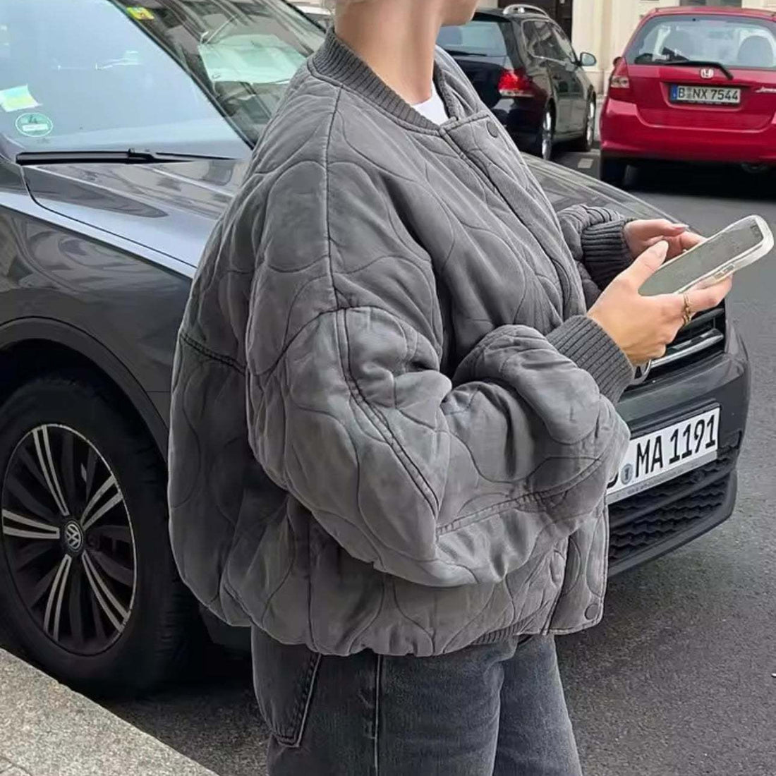 Damen Oversize Steppjacke mit hohen Kragen – Célinea