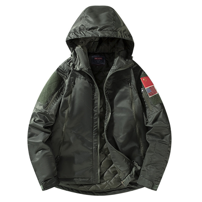 Herren isolierte Jacke mit verstellbarer Kapuze und funktionalen Taschen Echoarchiv