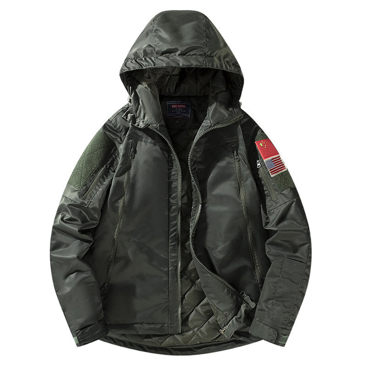 Herren isolierte Jacke mit verstellbarer Kapuze und funktionalen Taschen Echoarchiv