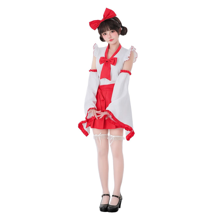 Damen verspieltes Kostümkleid mit schwingenden Ärmeln und dekorativen Schleifen Echo Archiv