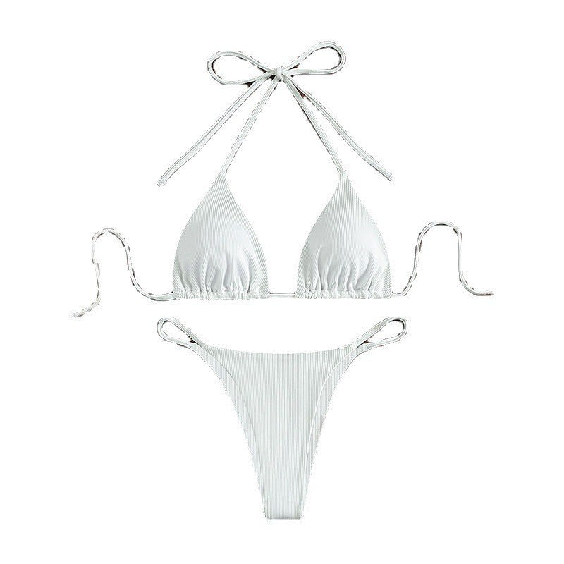 Damen Triangel-Bikini mit verstellbaren Bändern und rippierter Textur Echoarchiv