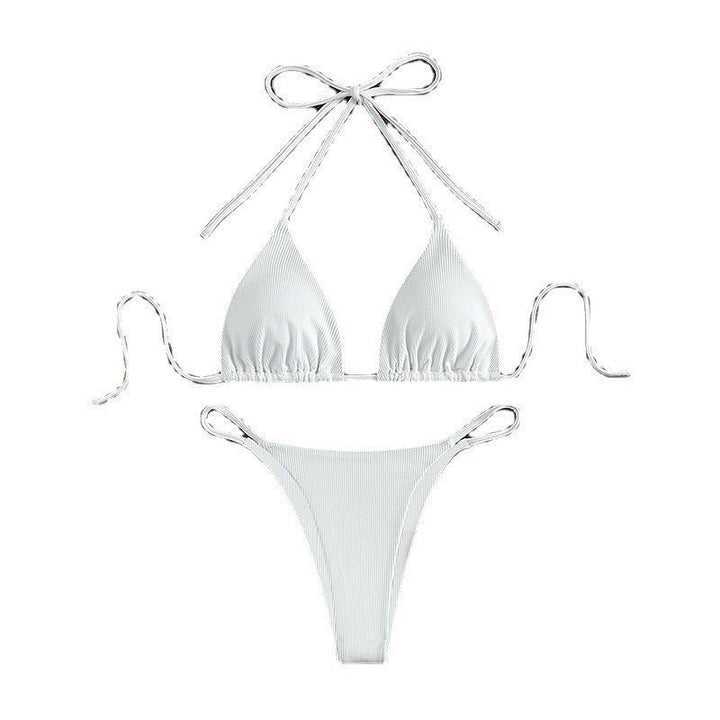 Damen Triangel-Bikini mit verstellbaren Bändern und rippierter Textur Echoarchiv