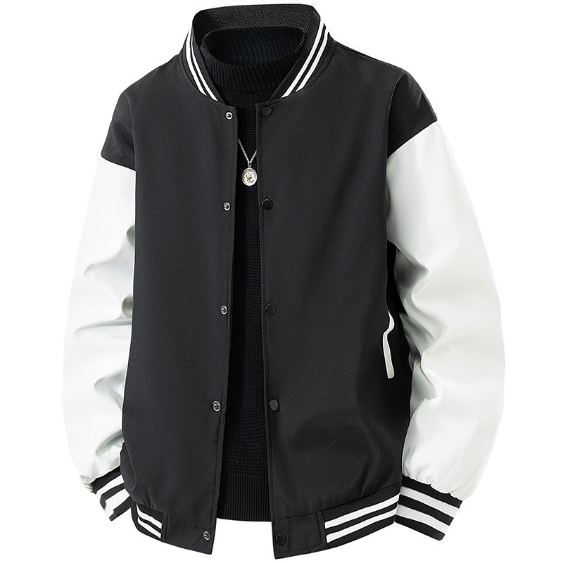 Herren College-Bomberjacke im Retro-Varsity-Design mit Druckknopffront, kontrastärmeln und gerippten Streifenbündchen Echo Archiv