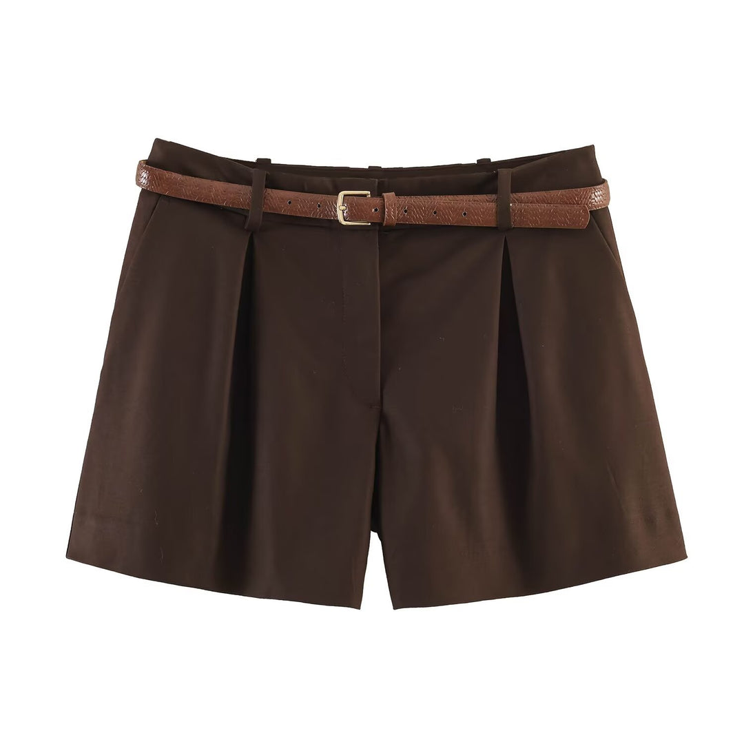 Damen High-Waist Shorts mit elegantem Faltenwurf und schmalem Gürtel Echo Archiv