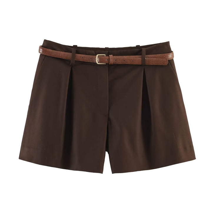Damen High-Waist Shorts mit elegantem Faltenwurf und schmalem Gürtel Echo Archiv