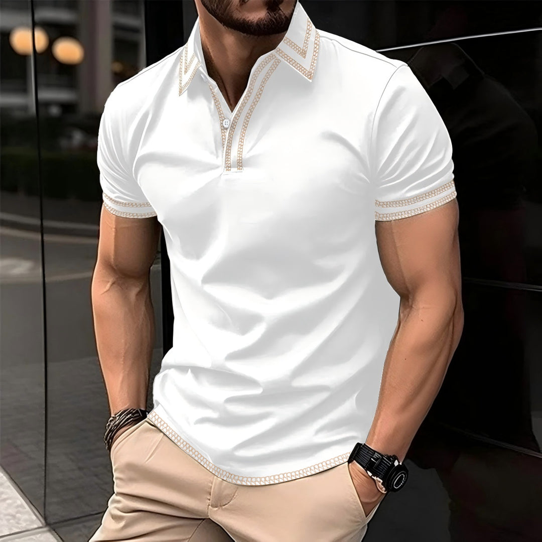 Herren Poloshirt mit modernem Kontrastkragen und atmungsaktivem Material Echoarchiv