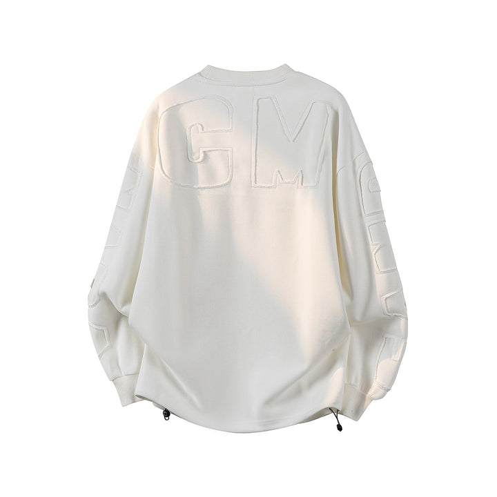 Damen Oversize-Sweatshirt mit gesticktem Schriftzug, abgerundetem Saum & überschnittener Schulter Echoarchiv